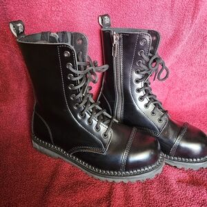Demonia Black Lace-Up Boots